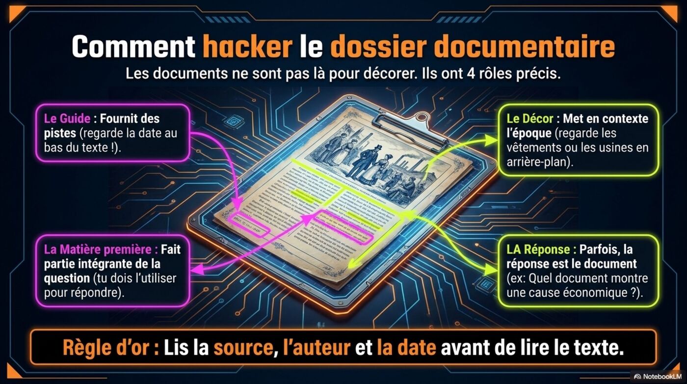 Les 4 rôles des documents : le Guide, le Décor, la Matière première, la Réponse.