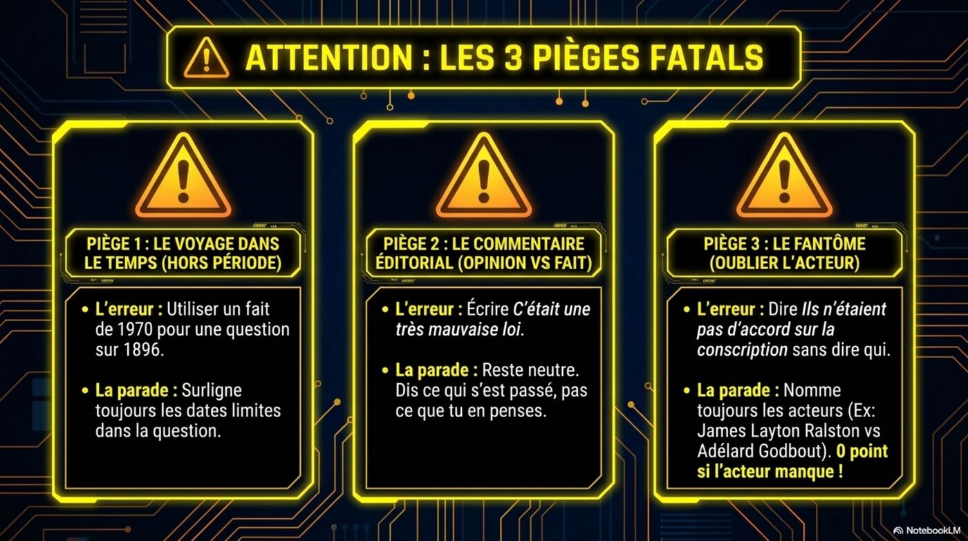 Les 3 pièges fatals : le voyage dans le temps, le commentaire éditorial, le fantôme.